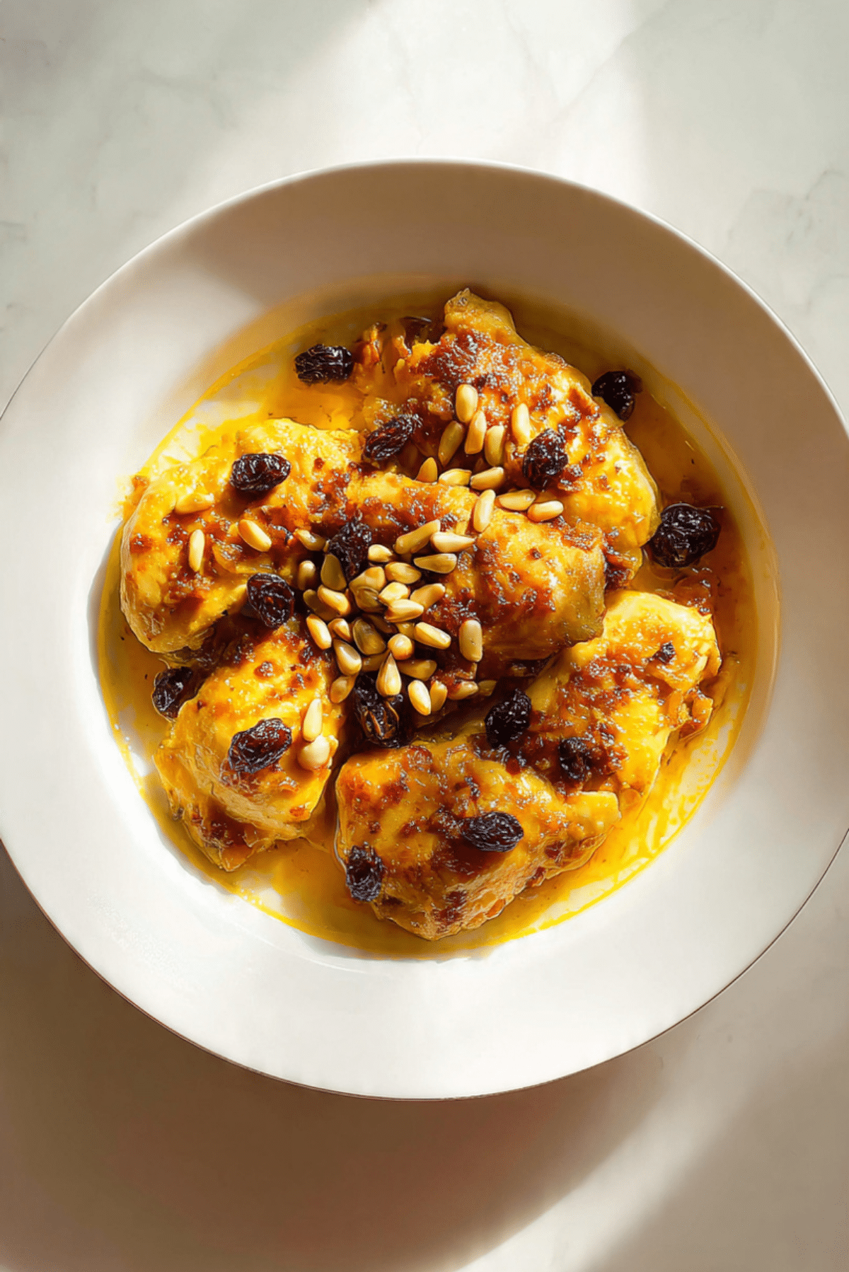 番红花鸡肉松子（Chicken with saffron, raisins & pine nuts）